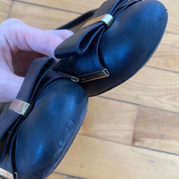 Black Leather Ballerina Flat Shoes Michael Kors Kiera Ballet - Picture 6 of 6